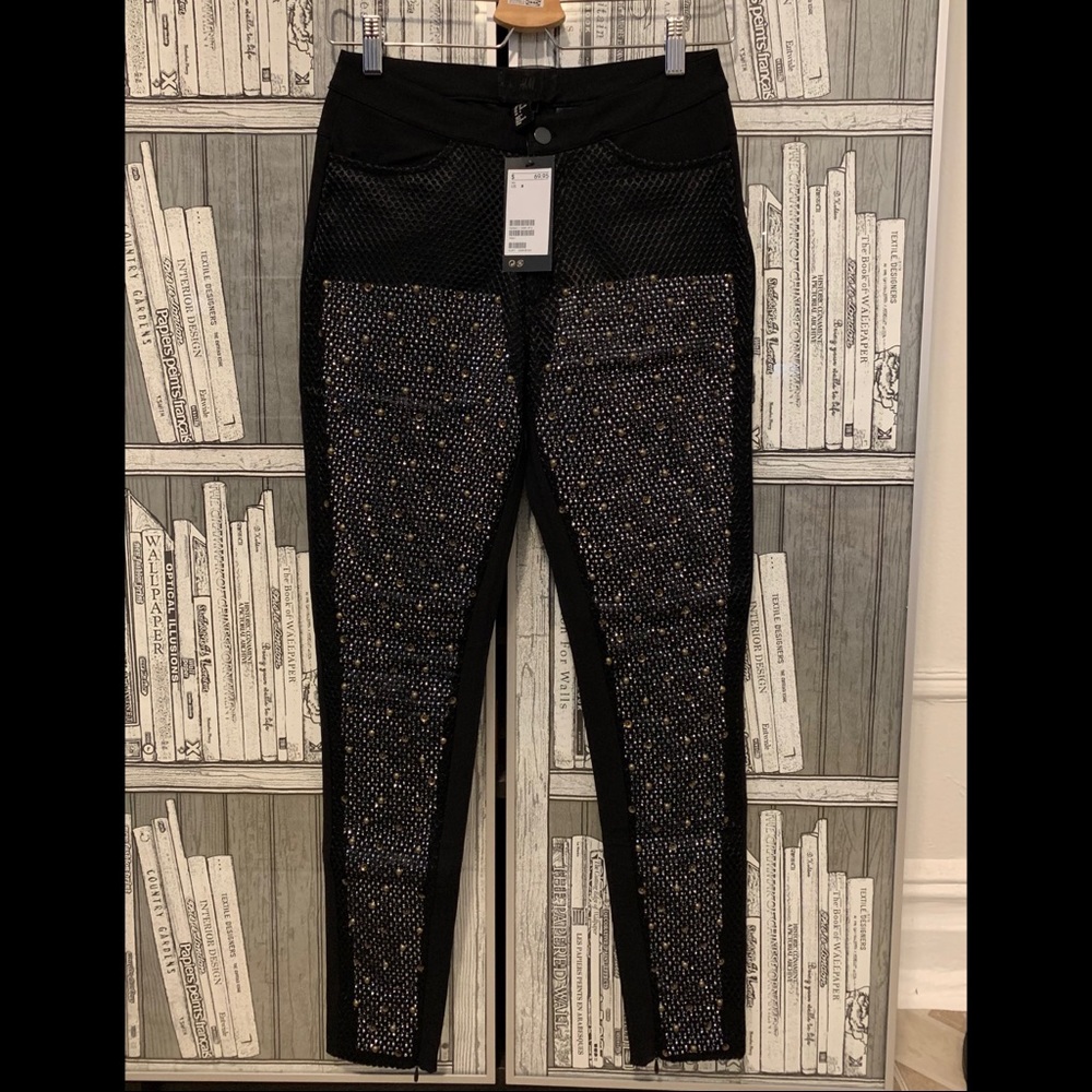 New Beaded Embellished Studded Skinny Pants 6 8 hm